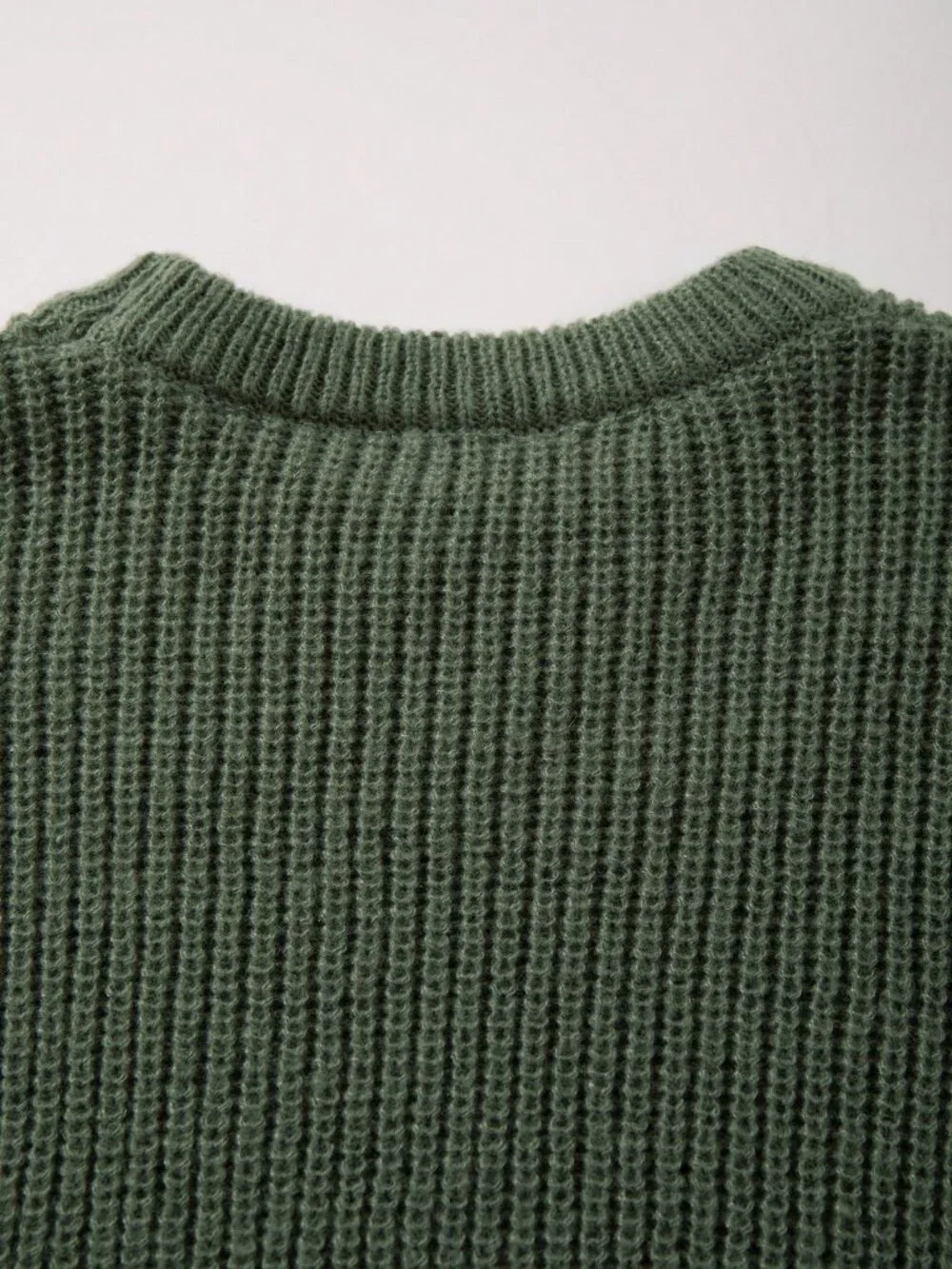 Olive Green Casual Men's Loose Fit Round Neck Long Sleeve Pullover Sweater